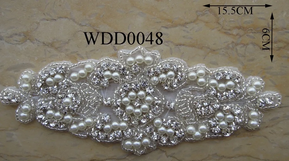 

(30PCS) Wholesale hand beaded sewing rhinestone pearl applique patch iron on for dress WDD0048