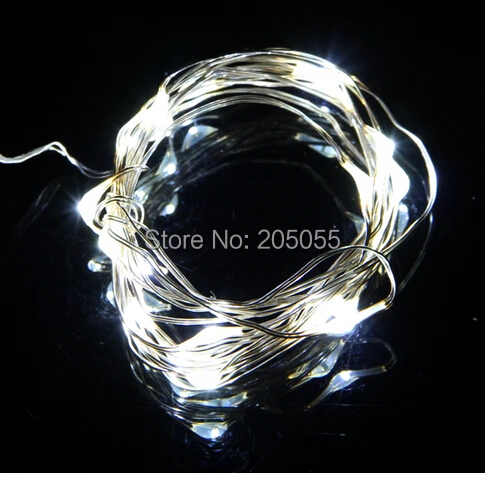 

5PCS/LOT Cooper wire string light 4M 40Led Ultra thin Battery Operate Fairy Moon lights Christmas Wedding party decor-white