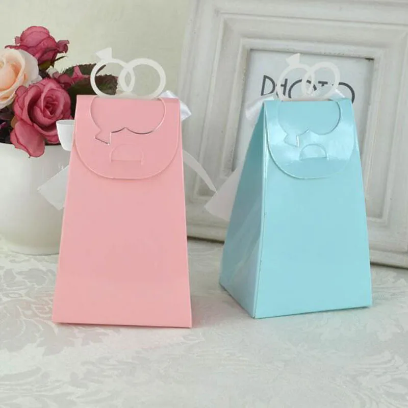 100pcs Blue White Pink Diamond Ring Wedding Favor Boxes Candy Box Casamento Wedding Favors Gifts Event & Party Supplies