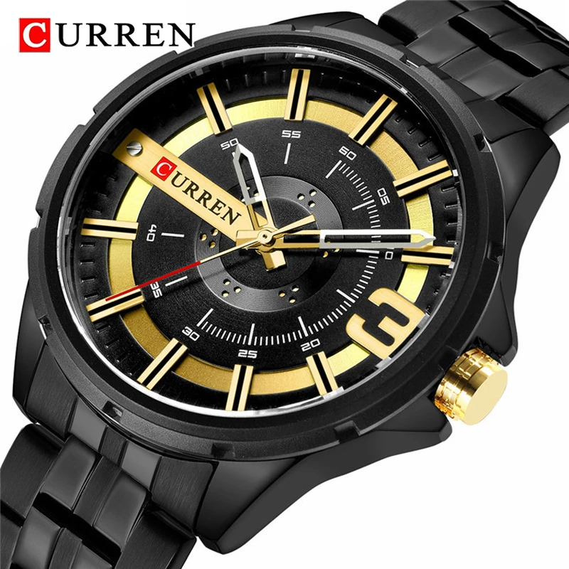 

2022 CURREN New Men Quartz Sport Watch Steel Strap Analog Clock Waterproof Military Wrist Watch Mens Watches Relogio Masculino