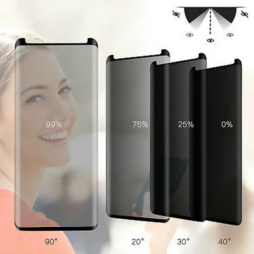 Case Friendly Privacy Tempered Glass For Samsung Galaxy S8 S9 Plus Note 8 9 3D Curved edge Cover Anti Glare Spy Screen Protector view 2