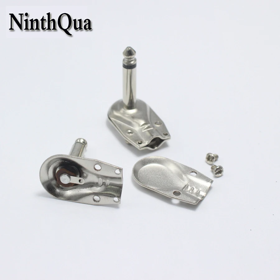 1Pcs 6.35mm / 6.5mm Mono Speaker 90 Degrees 2 Pole Guitar Phone Plug Pancake Connector