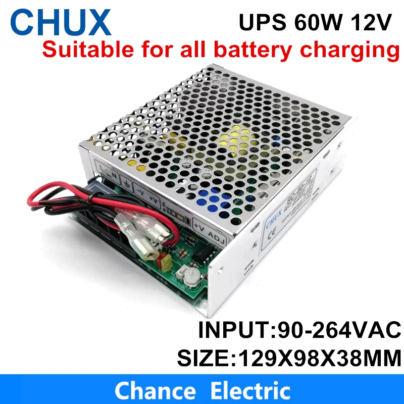 CHUX 12V 5A Universal AC UPS/Charge Function Monitor Switching  Power Supply 60w 12v 5A Battery Charger Ups Power (SC60W-12)