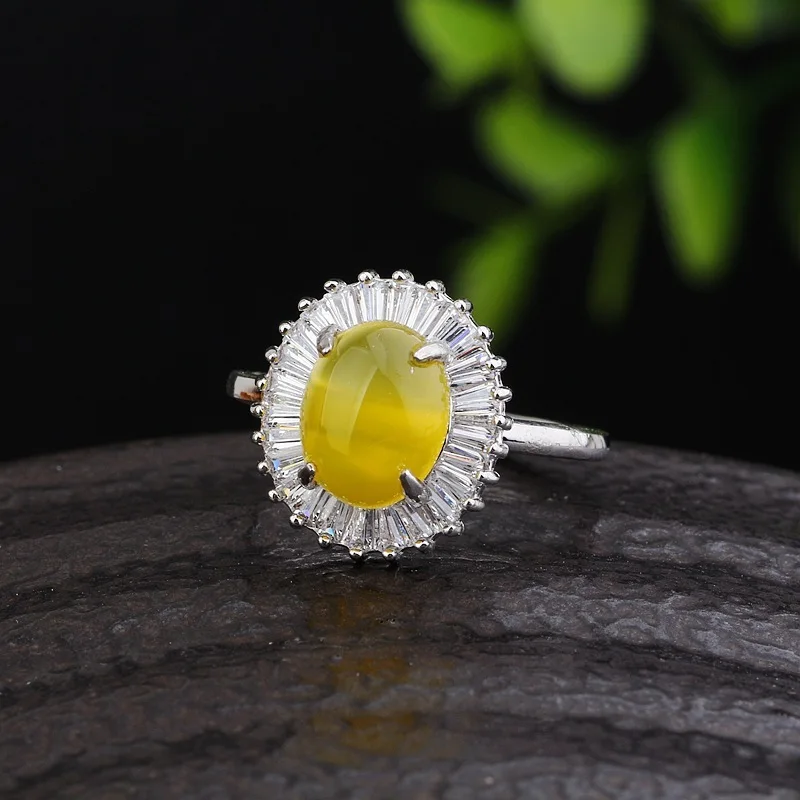 

s925 pure silver breadwinners topaz ring female fashion joker pulp opening ring