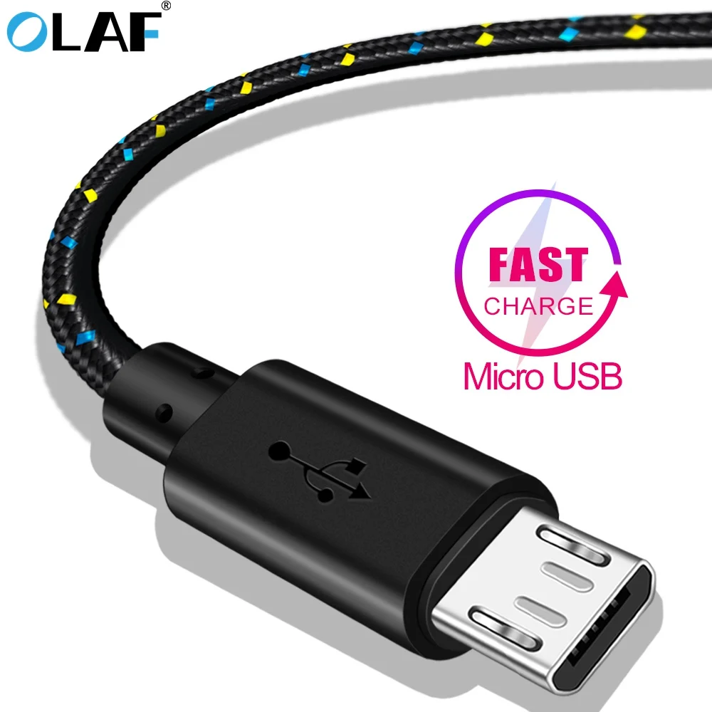 OLAF Micro USB Cable 1m 2m 3m Nylon Braided Fast Charging Cable For Samsung S7 Xiaomi LG Huawei Tablet Android USB Charger Cord