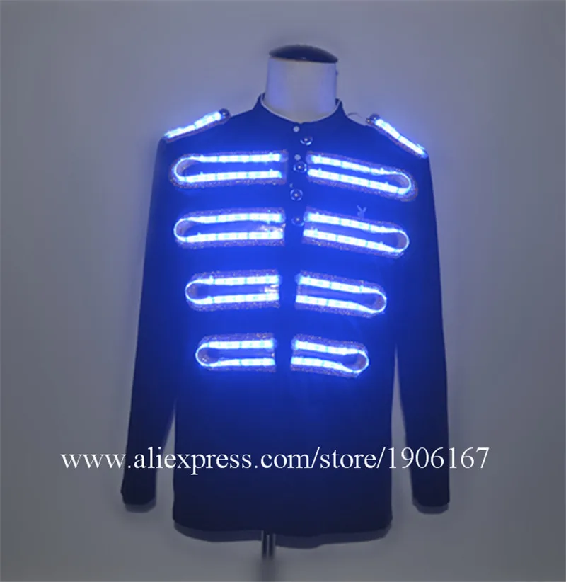 Colorful LED Clothes Luminous Clothing Illuminated Glowing Robot Dance Light Costumes Men Led Lighting Up Party Event Suit