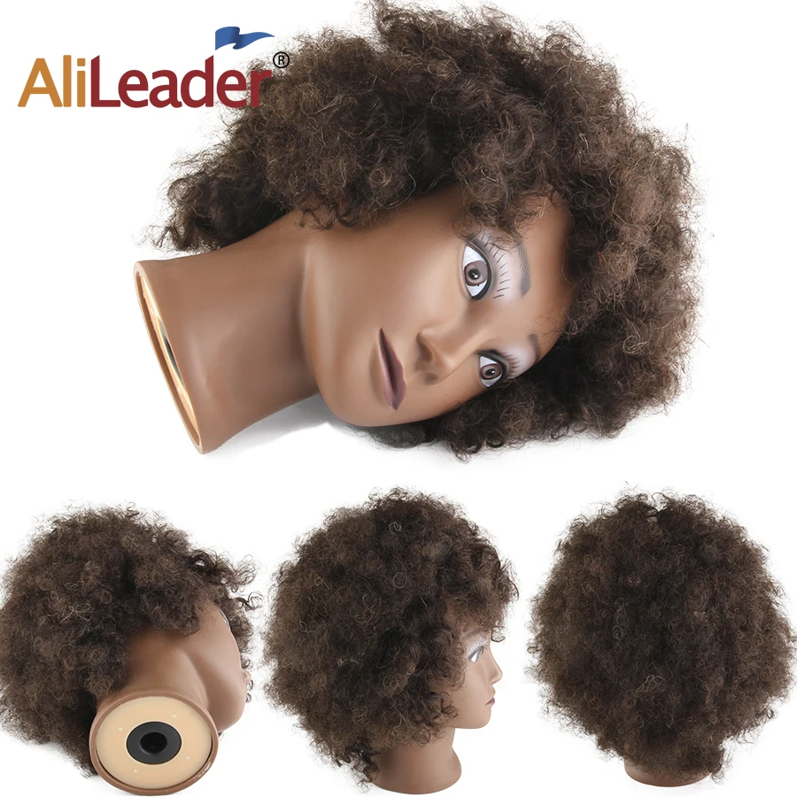 

100% Human Hair Mannequin Head With Stand For Hairdresser Practice Manikin Cosmetology Doll Training Head Braiding Styling