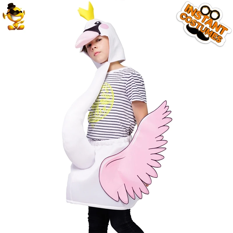 Christmas Child Flamingo Costume Fancy Dress White Mascot Dress Up Flamingo Cosplay Costume