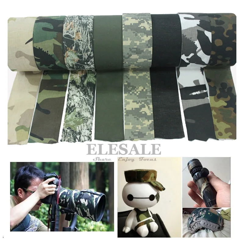 1 Roll 5cm*5m Camouflage Self-Adhesive Tape Hide Cover Anti-Skid Warning Tape For Outdoor Sports Hunting Fishing Cover