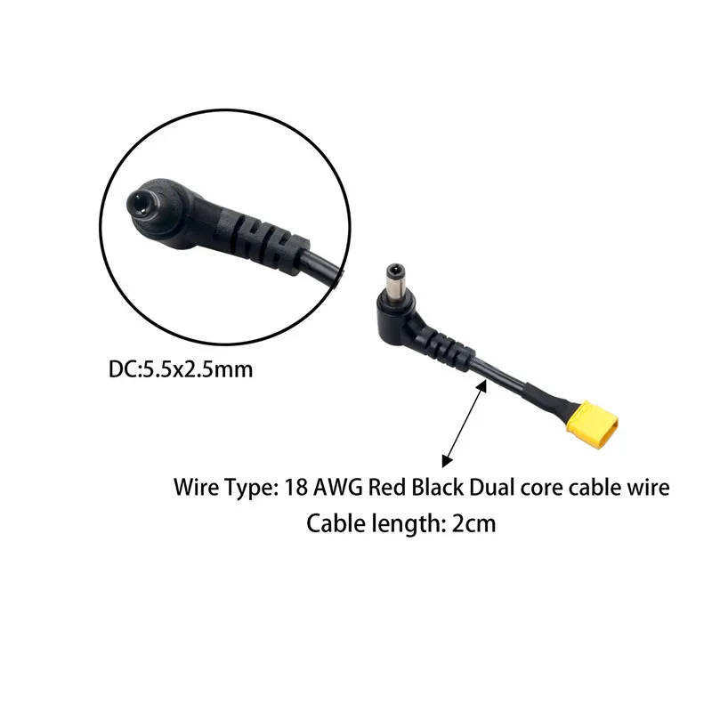 RJXHOBBY XT30 wtyk męski DC 5.5mm * 2.5mm * 20mm męski Adapter do FPV bateria Lipo i Fatshark gogle