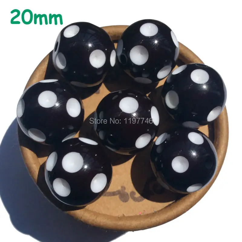 Resin Polka Dot Beads for DIY Necklace Jewelry Making 20mm 18mm 16mm100pcs Round Spacers Chunky Bead with Hole Deco Accessories