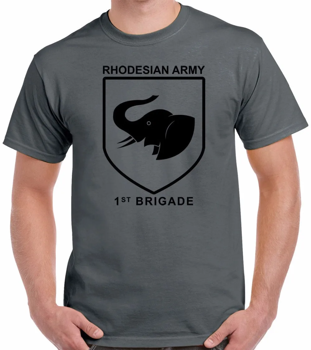 2019 Fashion Short Sleeve Black T Shirt High Quality Rhodesia 1st Brigade  biker Tee shirts Tee Shirt Casual Short Sleeve