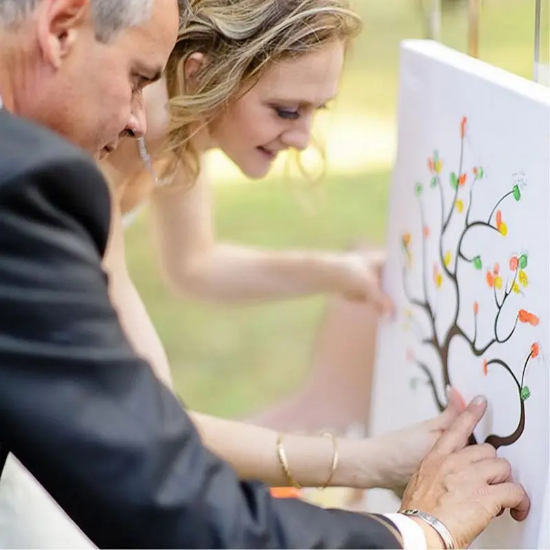 Personalized Wedding Gift Fingerprint Tree canvas Painting Guest Book Baby Shower wedding souvenirs Children first communion