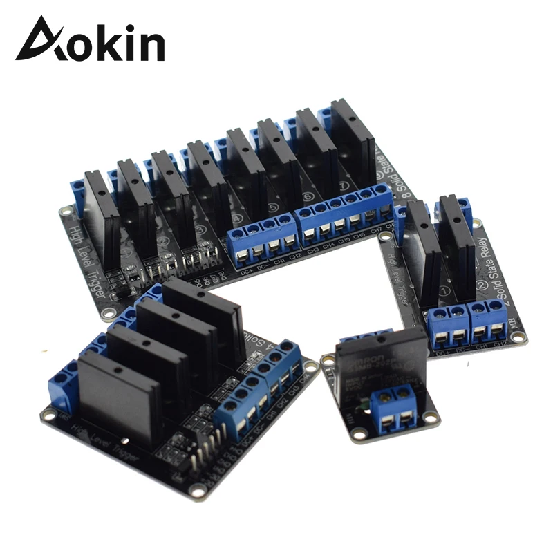 

Aokin 1 2 4 Channel 5V DC Relay Module Solid State High Level SSR AVR DSP for Arduino