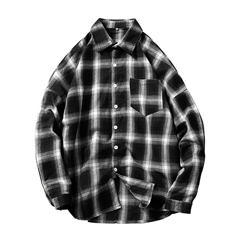 New Leisure Styles Tops ShirtPlaid Shirts Men Checkered Shirt Brand Fashion Button Down Long Sleeve Casual Shirts Plus Size Drop