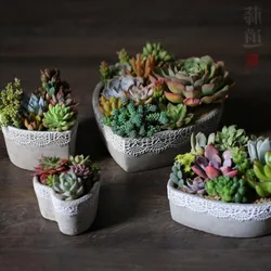BOOWAN NICOLE Heart-shaped Cement Flower Pot Silicone Mold for Succulents DIY Planter Mold for Handicrafts Garden Decoration