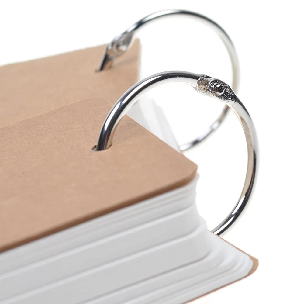 Pack of 2 Binder Ring Easy Flip White Note Cards Study Cards