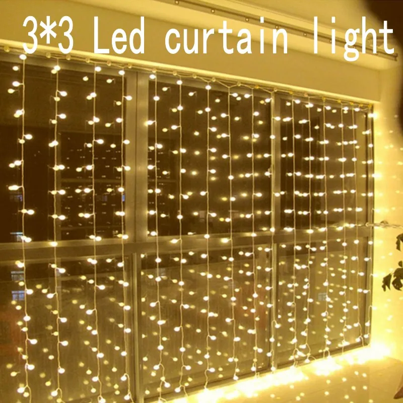 Natal Janela Decoração Luzes, Cordas de Cortina, Lâmpadas LED, Ano Novo, Jardim, Casa, Festa de Natal, Casamento, Feriado, 3m, 300 LEDs, 220V