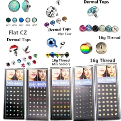 40PCS/Case 316L Surgical Steel 16g Opal Micro Dermal Anchor Gem Micro Dermal Anchor Top Dermal Piercing Surface Piercing Jewelry