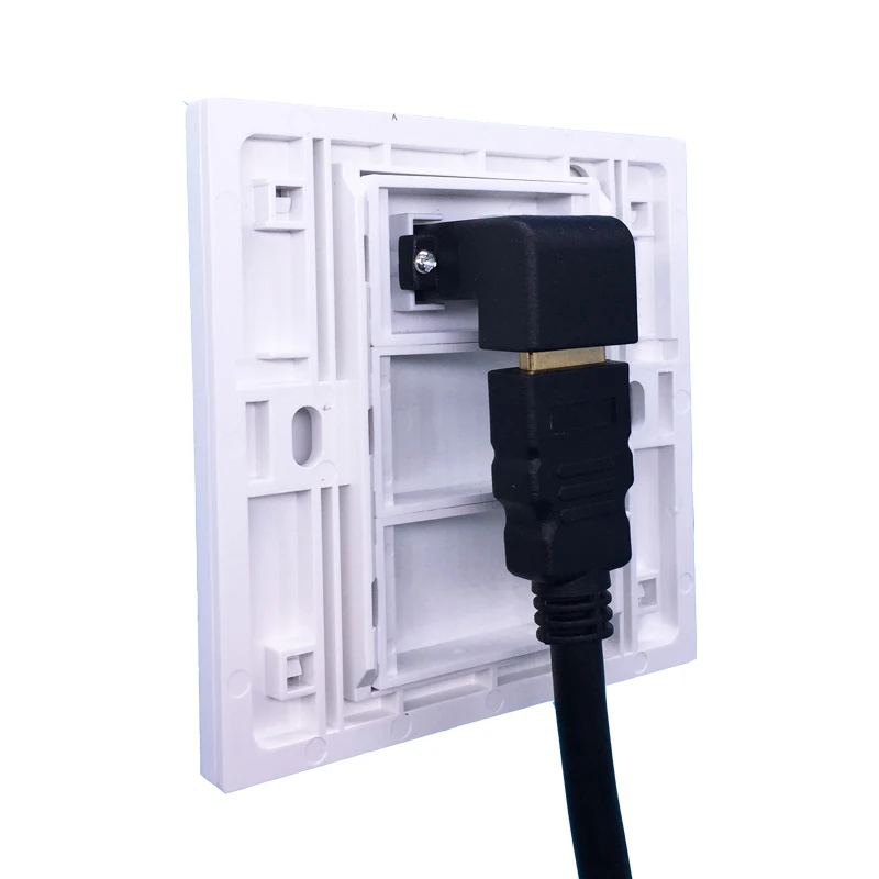Biały kolor Kolanko HDMI2.0 Panel gniazdka ściennej Płyta czołowa w kształcie litery L Wtyczka zgodna z HDMI do projektora DVD PS