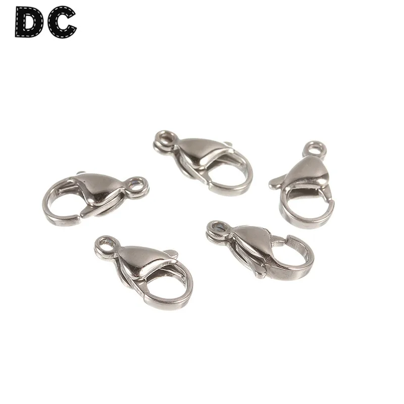 DC 25pcs Stainless Steel Rhodium Plated 12x7mm Lobster Clasp Hooks For Necklace&Bracelet Chain DIY Jewelry Making Accessories