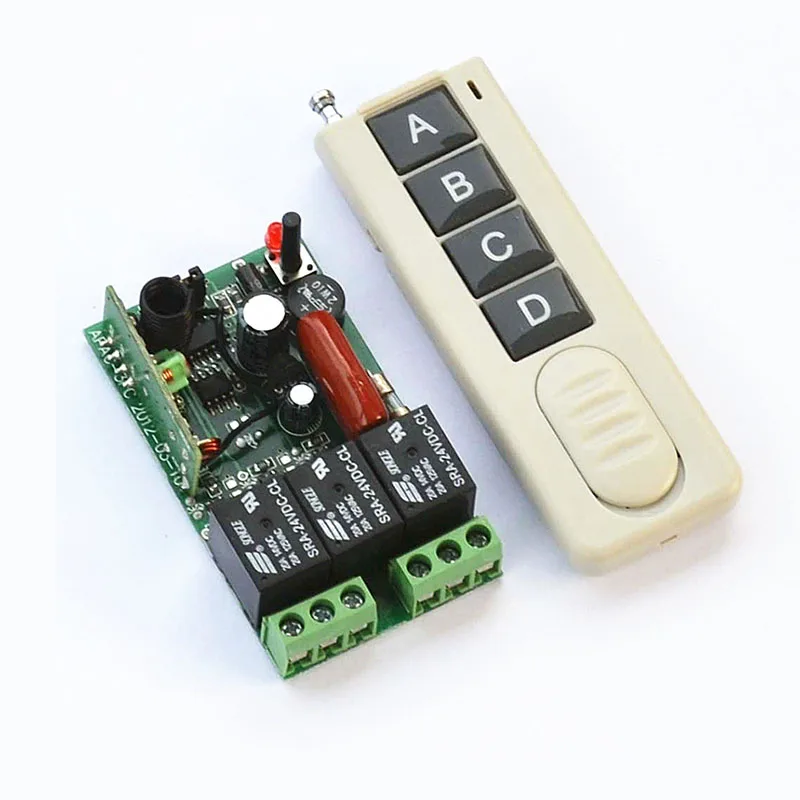 AC 110V 220V 3CH  wireless remote control switch with ultra-thin 4 button remote control lighting industrial product controller