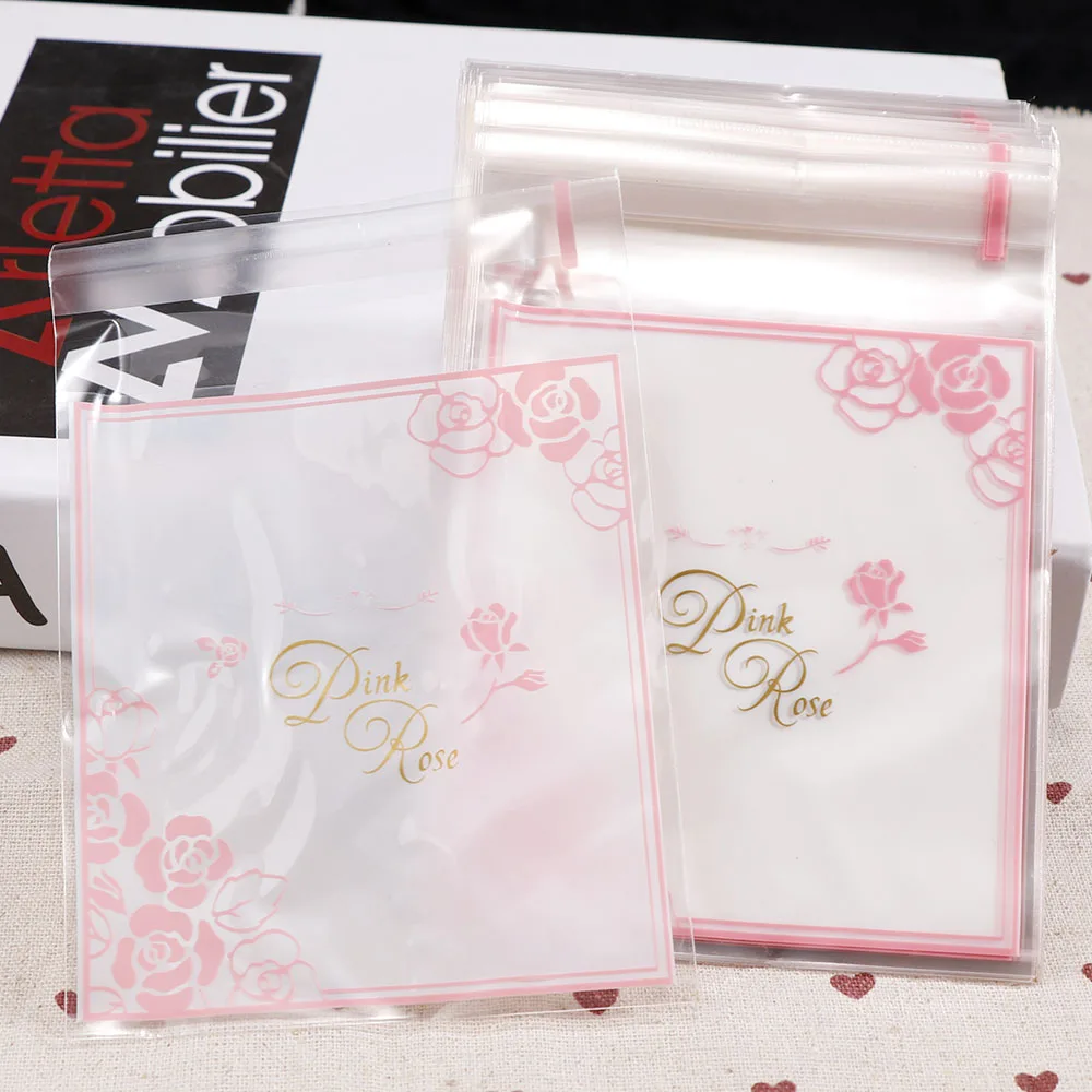 50pc 10*14cm Opp Bow Candy Cake Lovely Self-Stick Transparent Packaging Cute Bracelets Gift Bags For Jewelry Box Package