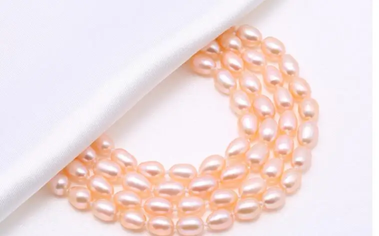 50inch 127cm new natural 6x7mm pink oval round freshwater pearl long necklace Jewelry gift