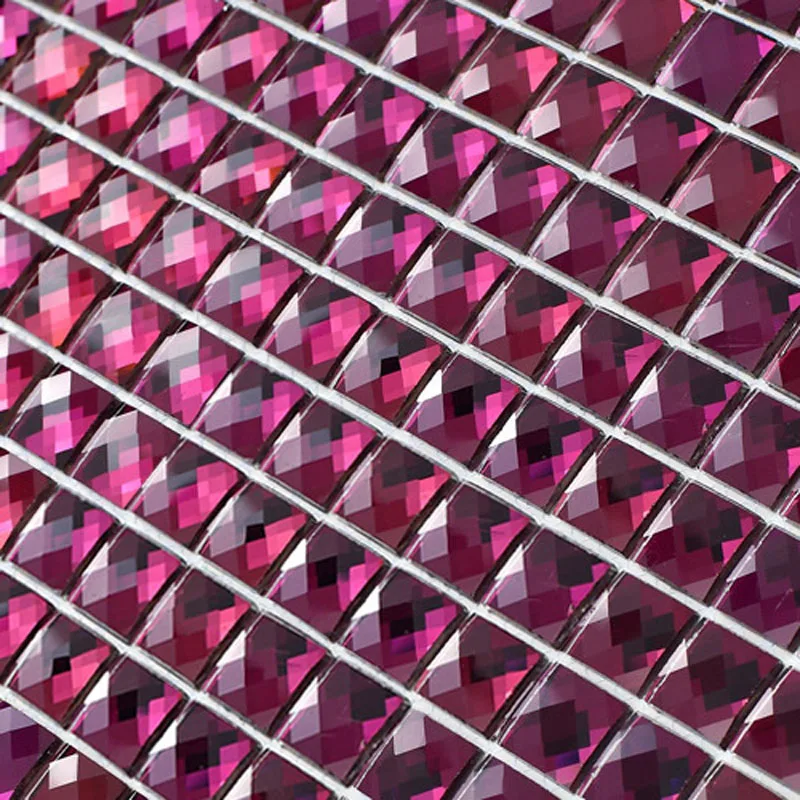 

20mm 13 edges beveled Crystal Diamond Glass mirror Mosaic Tiles Purple for wall_showroom KTV Display cabinet DIY decorate