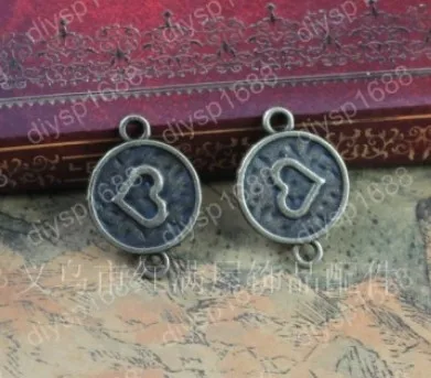 

100pcs/lot alloy bead Antique Bronze Plated 19*22MM heart connection Jewelry Findings,Accessories charm,pendant,JJA3115