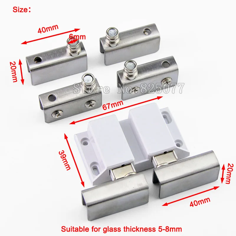 4Sets Stainless Steel Clamp Double Door Set Glass Door Pivot Hinge Set For 5-8mm Thickness Glass JF1274