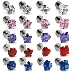 BOG-1PC Internally Threaded Prong Gem Labret Monroe Lip Stud Ear Cartilage Tragus Helix Piercing stud Ring 16g Body Jewelry