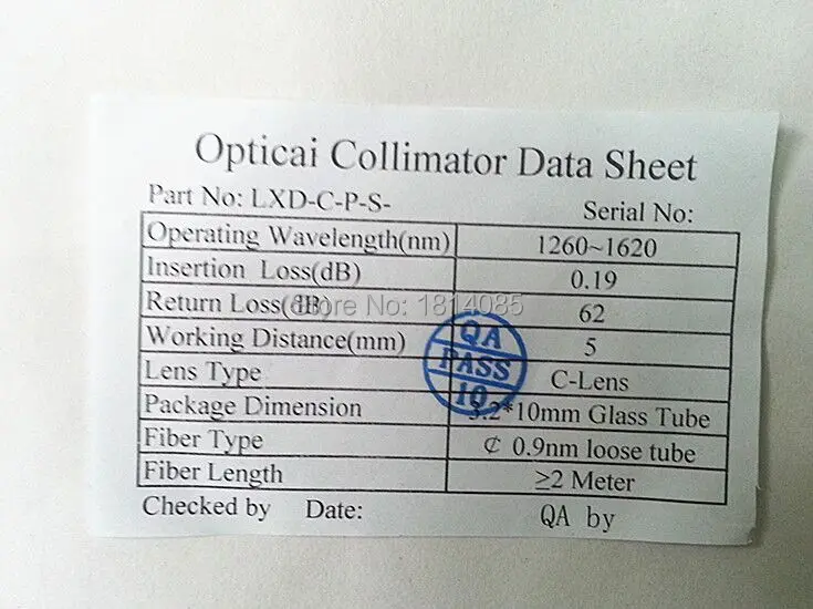 Imagem -04 - Colimador para Fibra Ótica com Núcleo Único Colimador para Lentes c de Fibra Ótica Banhada a Ouro de 0.9 mm sm 1m