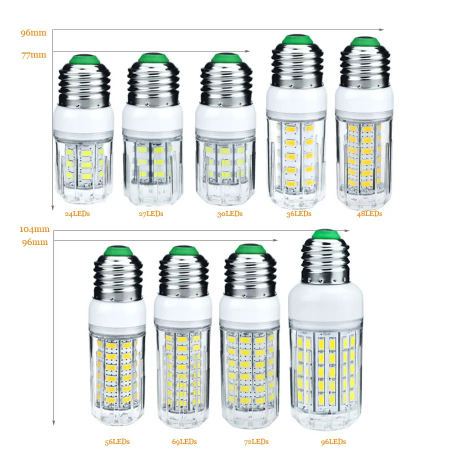 1PCS E27 LED Corn Bulbs 3W 5W 7W 9W 12W 15W 18W 20W 25W AC 220V 110V 5730 SMD LED Lamapara Spotlight Chandelier Candle Lights