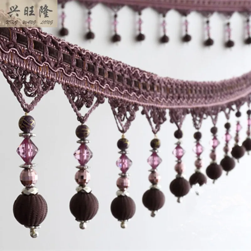 

XWL 12Yards/lot Curtain Accessories Beads Lace Tassel Fringes Trim Ribbon DIY Drapery Sewing Valance Textile Curtain Fabrics