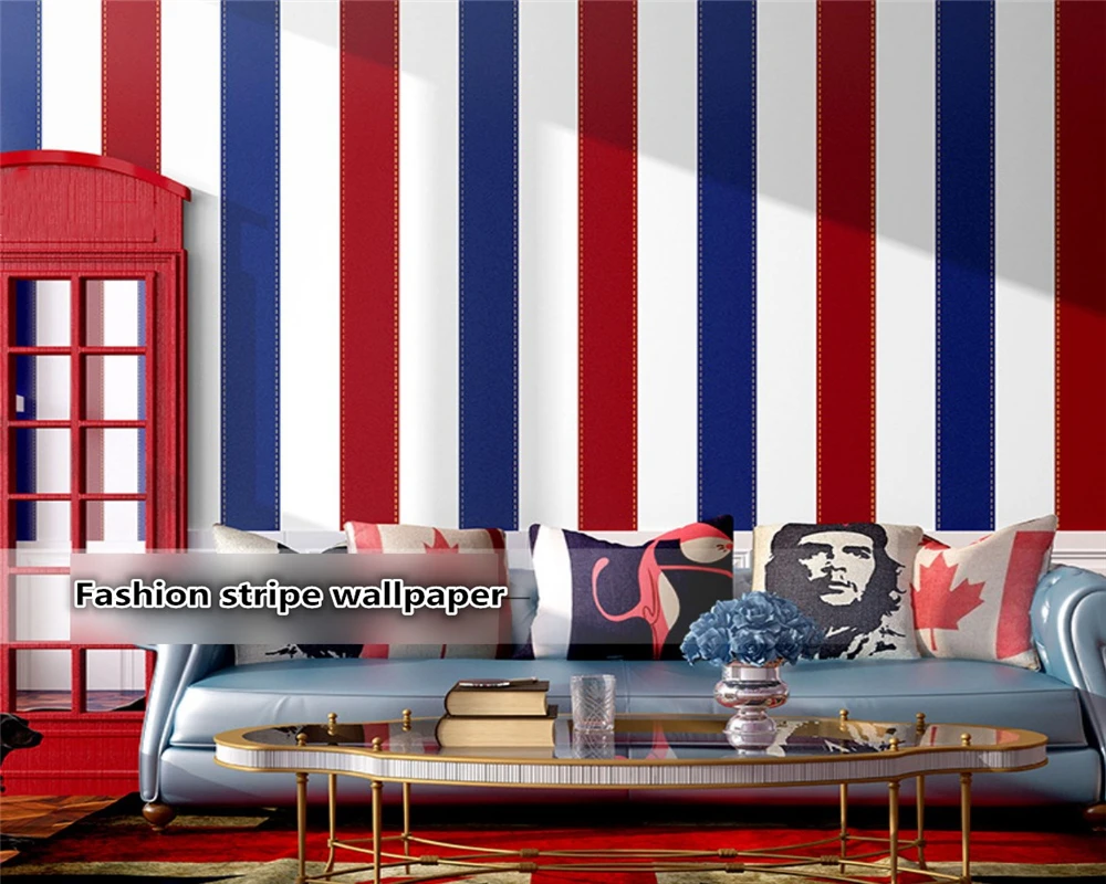 

beibehang wall papers home decor Modern European retro bedroom children room vertical stripes British wind boy girl wallpaper