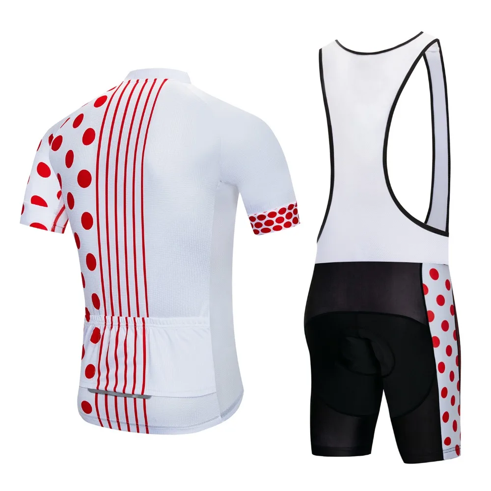 MTB Cycling Jersey Set Men Summer Mountain Bicycle Clothing Ropa Ciclismo Quick Dry Road Bike Shorts Jersey Set White Red Dots