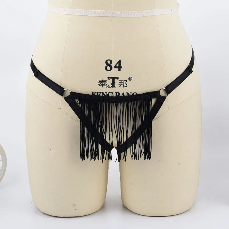 

Tassel bohemian style Underwear women body harness thongs bragas sexy panties black Tassel pants wedding ladies briefs