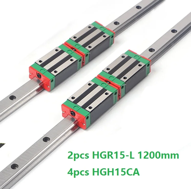 

2pcs Linear Guide Rail HGR15 -L 1200mm + 4pcs HGH15CA Linear Narrow Sliding Blocks For CNC Parts China Made