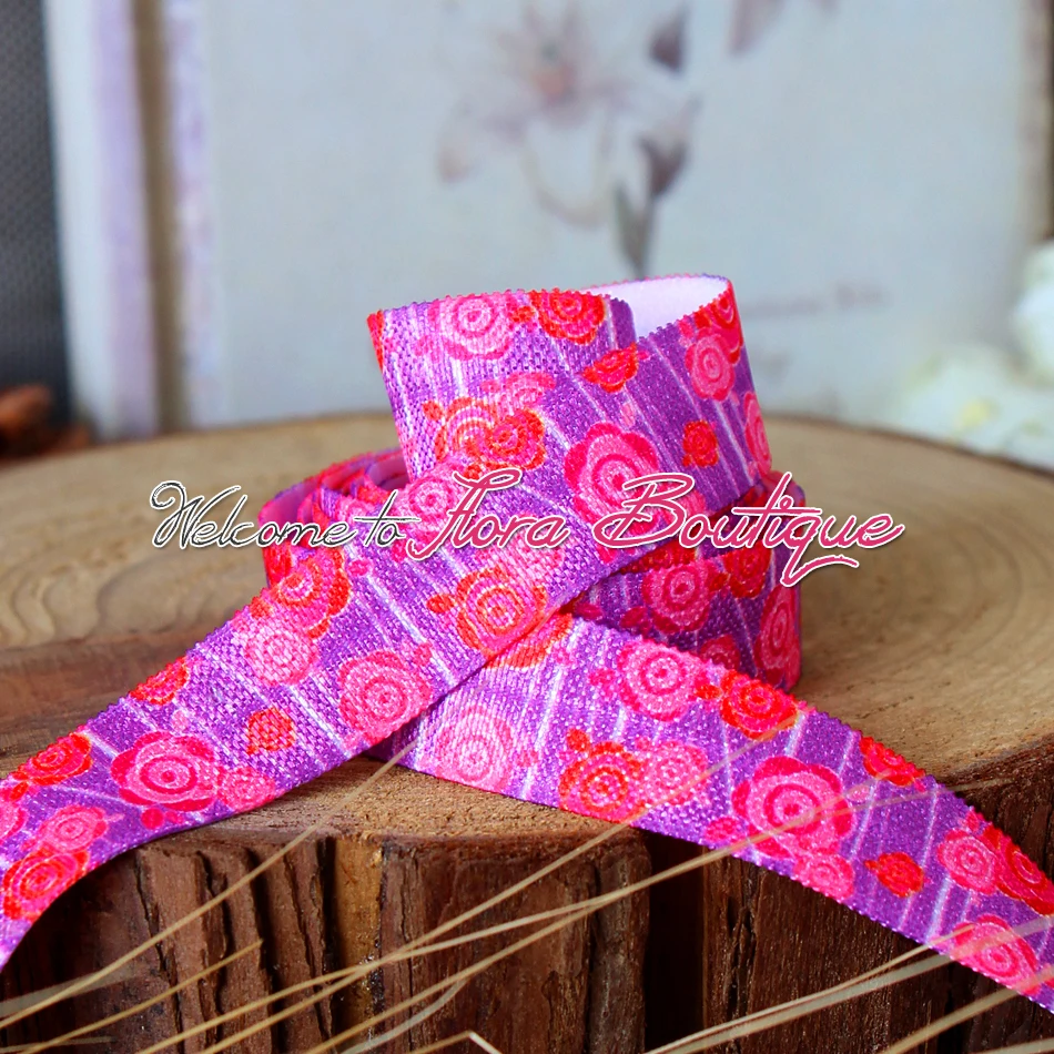 

Valentine rose printed elastic hair tie 100yards