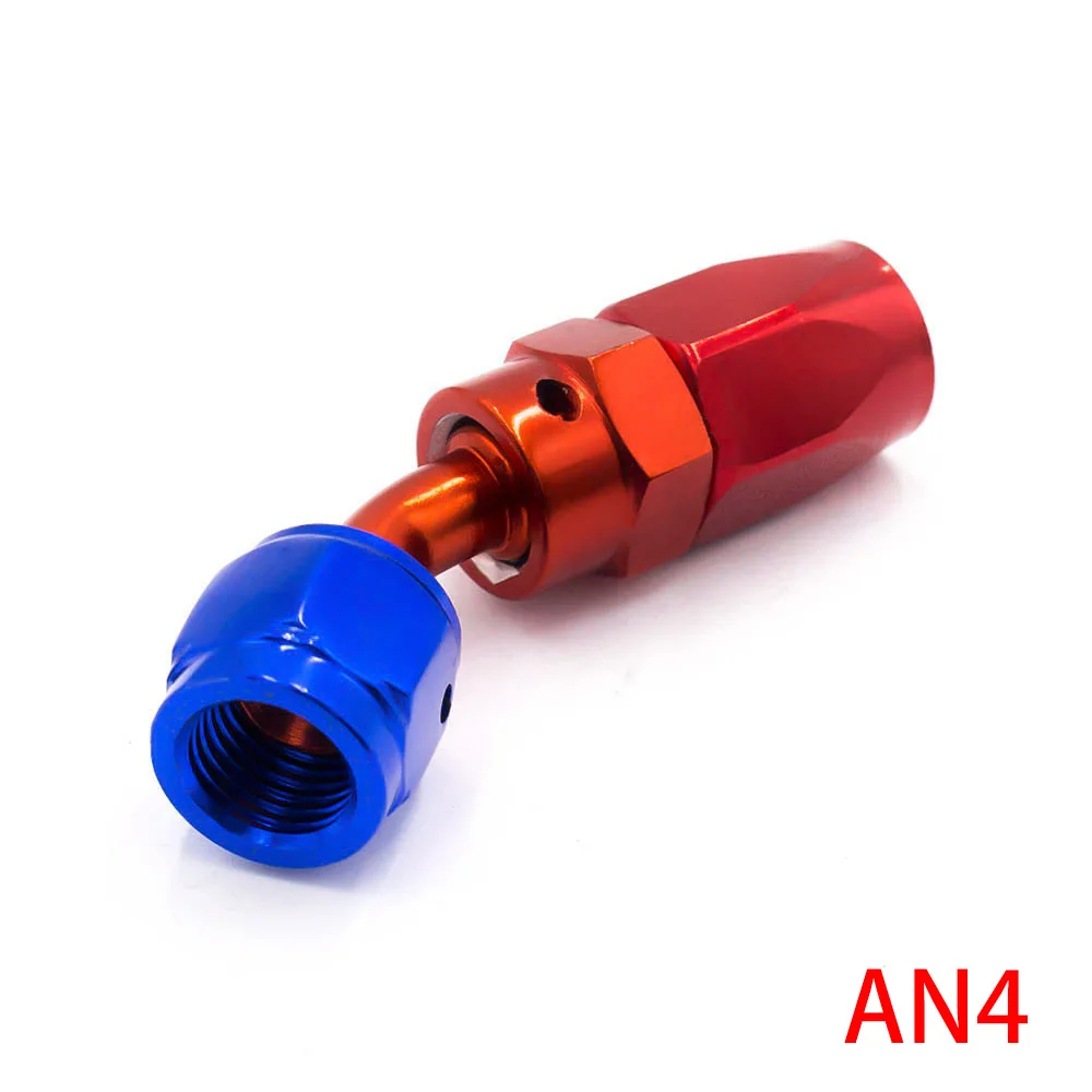 High Performance Fitting AN04 Aluminum Fittings 45 Degree Oil/Fuel/Swivel hose fittings Hose End Fitting TT100351-4