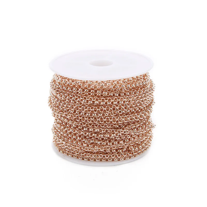 10 Yard 2/3mm Metall Eisen Rolo O Link Ketten Groß Kette Gold Farbe für Diy Armband Halsketten, die Entdeckungen Großhandel – Detail 9
