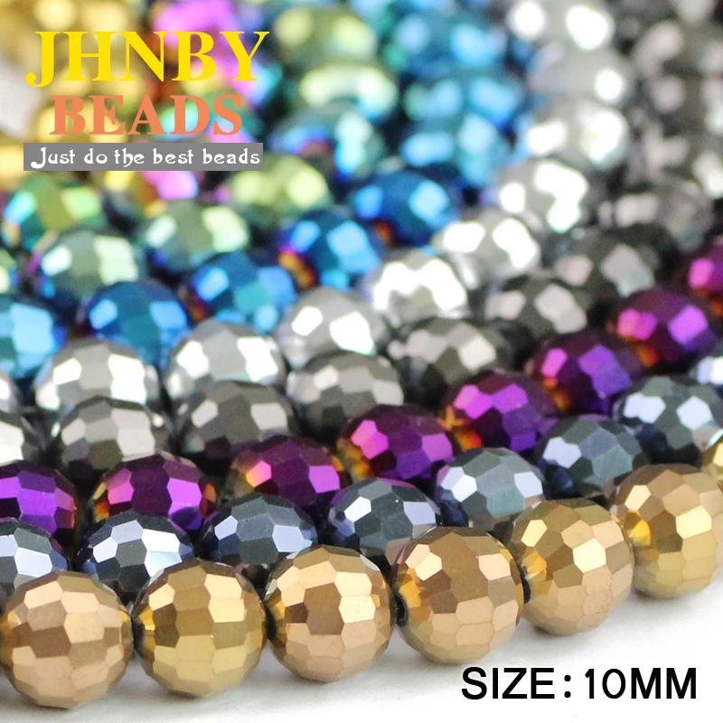 10mm 30pcs 96 Faceted Ball Austrian crystal Plated Color Round Loose Beads For Jewelry Bracelet Necklace Making DIY