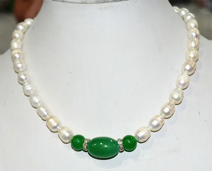 

Charming White Akoya Cultured Pearl Natural Green Agate CZ Necklace Wholesale