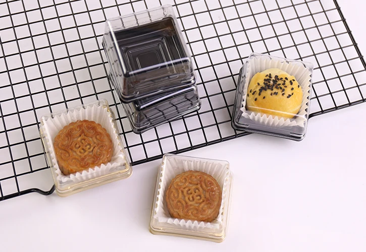 

80g Black and Gold Square Cake Box Moon Cake Packaging Box Container Holder With Covers 200pcs/lot Free shipping