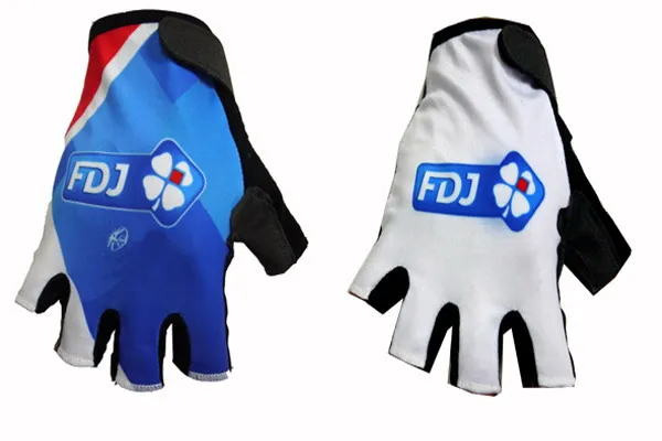 2015 FDJ  Team 2 COLORS One Pair Sports Half Finger Cycling Jersey Gloves MTB Road Mountain Bike Bicycle Gel Gloves