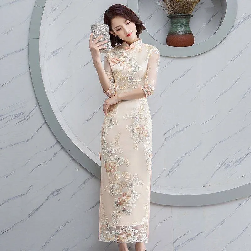 Party Women Dress Luxury China Style Elegant Banquet Long Qipao Oriental Female Wedding Slim Prom Cheongsam Gowns Vestido S-4XL