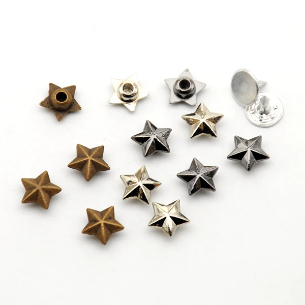 20Sets Zinc Alloy Metal Rivets, Star Jeans Rivets, Antique Brass, Nickel, Black, 9mm,  ZD-006