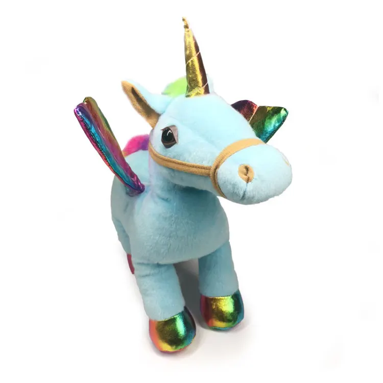 Creative Cartoon Kawaii Simulation New Standing flapping flashing unicorn plush Stuffed Animal Fashion Plush Toys kids Christmas