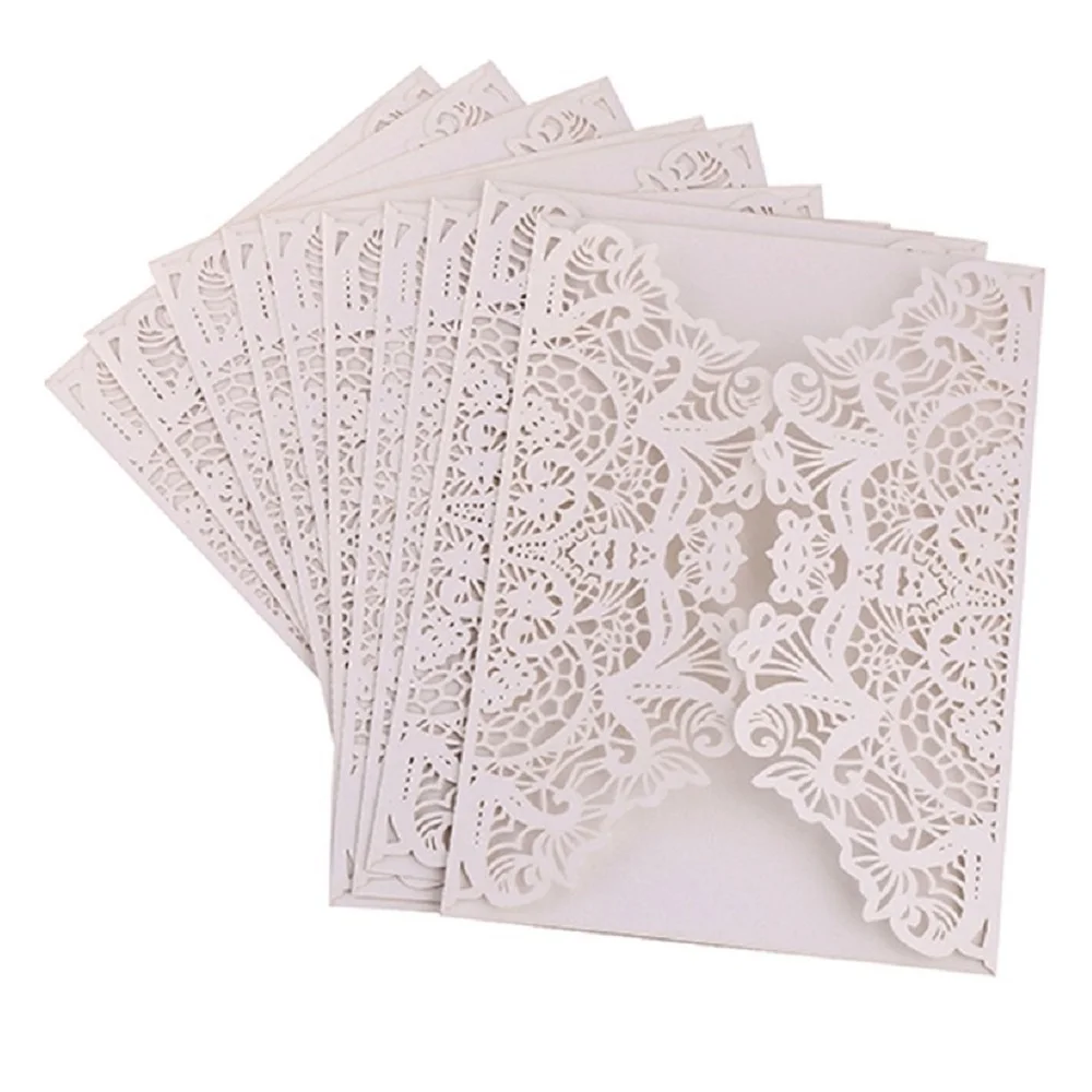 

50pcs Laser Cutting Invitations Card Cover Lace Hollow Greeting Cards Invites Party Favors 6 Colors